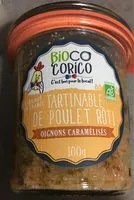 Mängden socker i Tartinade de poulet roti oignons caramélisés