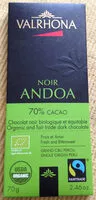 Mängden socker i Tablette Andoa Noir 70% - Chocolat Noir Biologique Et équitable