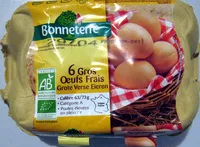 Mängden socker i 6 Gros oeufs frais bio Bonneterre
