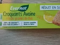 Mängden socker i Biscuit croquants d' avoine, citron et graines de chia