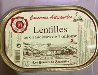 Mängden socker i Lentille aux saucisses de toulouse