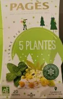 Mängden socker i Pagès tisane bio 5 plantes