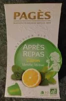 Mängden socker i Infusion après repas citron, menthe, Mélisse