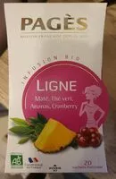 Mängden socker i Ligne maté, thé vert, ananas, cranberry