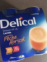 Mängden socker i Delical Boisson Lactee HP-HC Peche-abricot 4X200ML