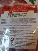 Mängden socker i Saucisses sèches