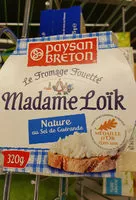 Mängden socker i Paysan Breton - Le Fromage Fouetté Madame Loïk - Nature au Sel de Guérande
