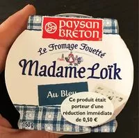 Mängden socker i Paysan Breton - Le Fromage Fouetté Madame Loïk - Au bleu de nos régions françaises