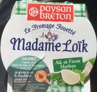 Mängden socker i Paysan Breton - Le Fromage Fouetté Madame Loïk - Ail et fines herbes de nos régions françaises