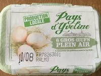Mängden socker i Oeufs de poule élevée pays d'Yvelines plein air calibre gros