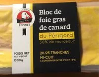Mängden socker i Bloc de foie gras de canard du Périgord 30% de morceaux