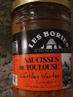Mängden socker i Saucisses de Toulouse aux lentilles vertes
