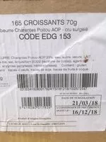 Mängden socker i 165 Croissants 70 g Beurre AOP Charentes-Poitou AOP