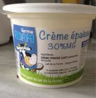 Mängden socker i Crème épaisse 30%MG Ferme Adam