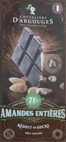 Mängden socker i Chocolat noir 71 Amandes entières