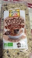 Mängden socker i Porridge avoine chocolat