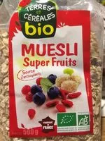 Mängden socker i Muesli super fruits bio TERRE ET CEREALES