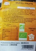 Mängden socker i Muesli fruits