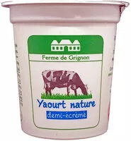 Yaourt nature demi-écrémé DOMAINE DE GRIGNON 125g