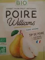 Mängden socker i Sorbet plein fruit artisanal - Poire Williams Bio