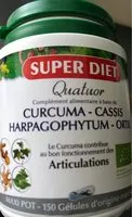 Mängden socker i Quatuor Articulations Bio - 150 Gélules - Super Diet