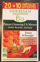 Mängden socker i Panax Ginseng CA Meyer Gelée Royale, Acérola