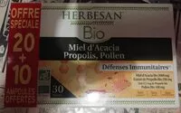 Mängden socker i Miel d'acacia, propolis, pollen