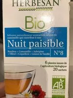 Mängden socker i Herbesan Nuit Paisible Bio - 20 Sachets - Herbesan