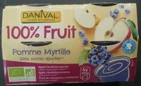 Mängden socker i Purée de fruits pasteurisée sans sucre ajoutés - Pomme Myrtille