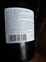 Mängden socker i Bloc de foie gras de canard avec morceaux