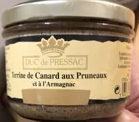 Mängden socker i Terrine de canard aux pruneaux