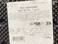 Mängden socker i Bœuf bourguignon