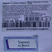 Mängden socker i Sardines marinées au basilic