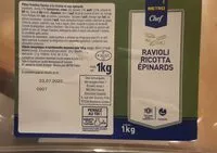 Mängden socker i Ravioli ricotta épinards