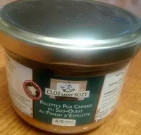 Mängden socker i Rillettes pur canard du Sud-Ouest au piment d'Espelette