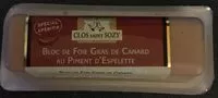 Mängden socker i Bloc Foie Gras Canard P. Espelette 110 G, 1 Pièce
