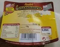 Mängden socker i Saucisse brasse échalote ciboulette