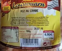 Mängden socker i Riz au crabe