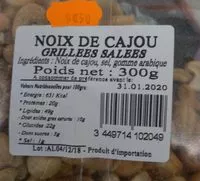 Mängden socker i Noix de cajou grillees salees