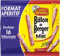 Mängden socker i Justin Bridou Saucisson sec Petits Bâtons de Berger nature le paquet de 160 gr