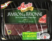 Mängden socker i jambon de Bayonne les grandes tranches lot de 2 barquettes + 1 gratuite de 4 tranches