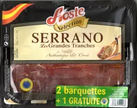 Mängden socker i Serrano les grandes tranches 2 barquettes + 1 gratuite
