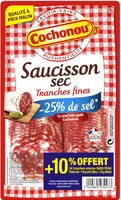Mängden socker i Saucisson sec réduit en sel, tranches fines