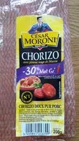Mängden socker i Chorizo doux pur porc -30% MG