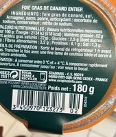 Mängden socker i Foie gras de canard entier Bocal