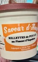 Mängden socker i Rillettes poulet piment d'espelette