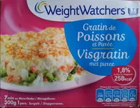 Mängden socker i Gratin de Poissons et Purée (1,8 % MG), Surgelé