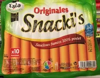Mängden socker i Originales Snacki's Saucisses fumées 100% volaille