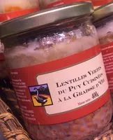 Mängden socker i Lentilles vertes du Puy cuisinées à la graisse d'oie