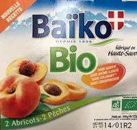 Mängden socker i Yaourt bio abricot / pêche BAIKO